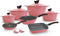 Master - Granite Wave Set 15 Pcs Pot 20-24 - 28-32cm - Frying pan 24cm - Grill 28cm - Deep Frying pan 28cm - 4 Silicon Pot Holder - Damage Box