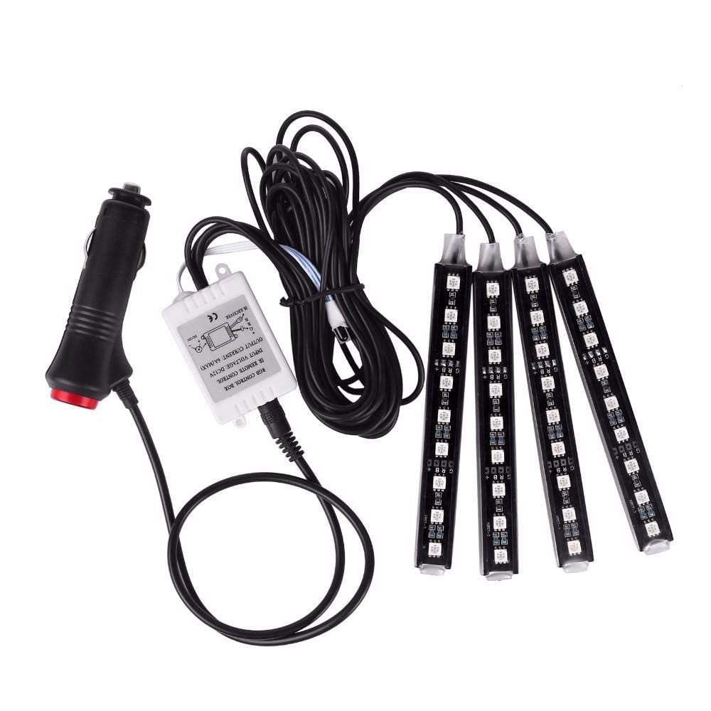 أضواء LED RGB للسيارة – 4 قطع بألوان متعددة مع ريموت