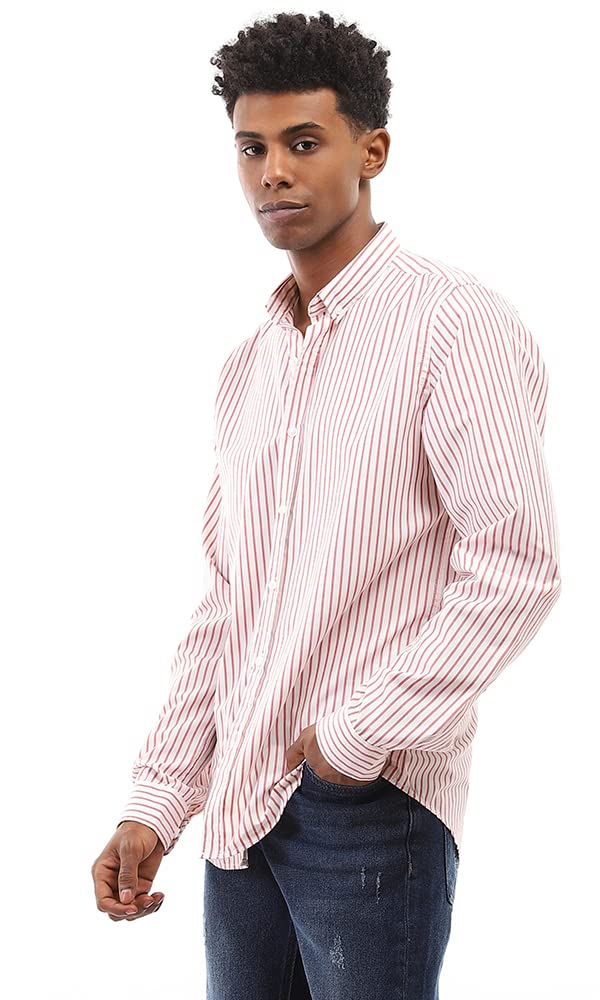 قميص رجالي كاجوال مخطط بأكمام طويلة من رافين 96784 للرجال