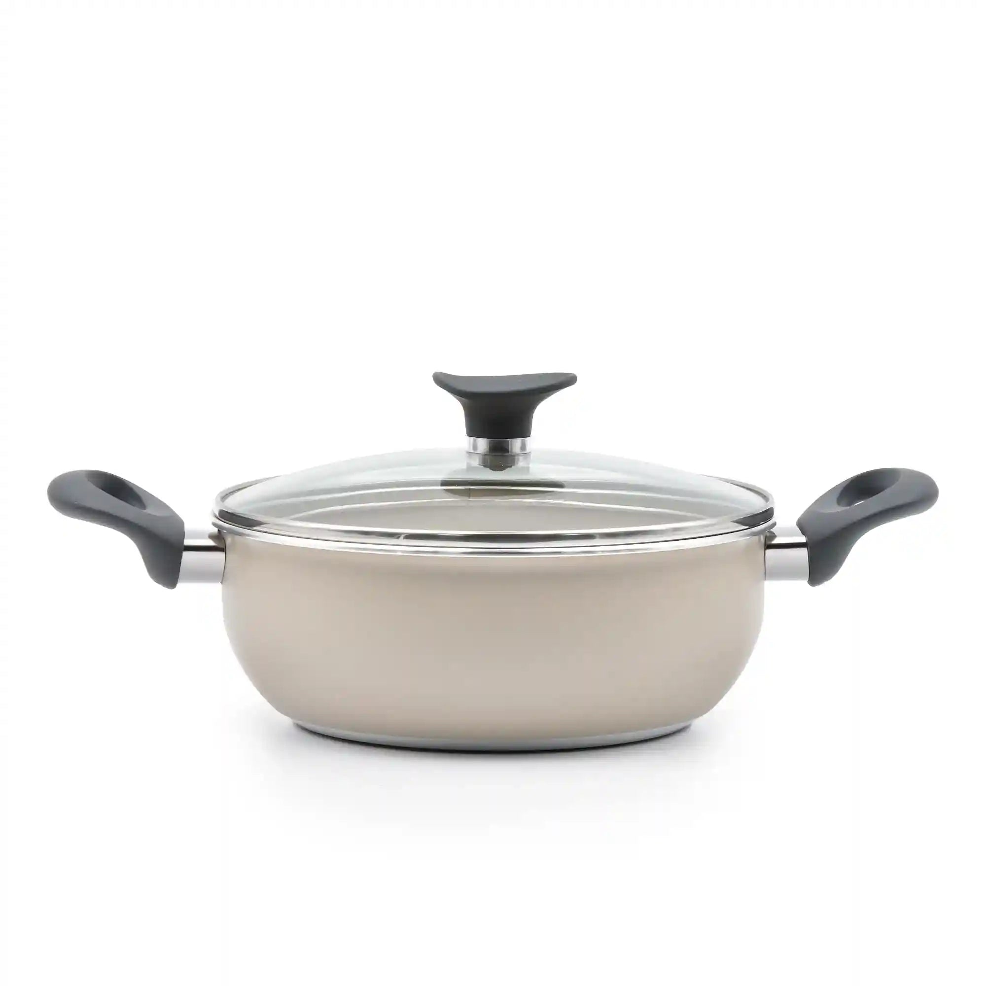 Celar Aluminium Bakelite Soft Touch Fitting Casserole, 22 cm Diameter, Non-stick, Beige, Made In Portugal