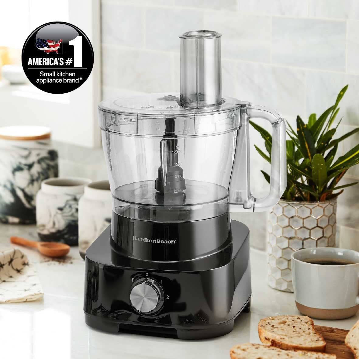 Hamilton Beach Food Processor 1000W, 3.5L bowl and 11 attachments - blender, citrus juicer, grinder mill, chopper and more to knead dough, emulsify, french fry slice and grate, FP1012-ME (Minor Scratsh)