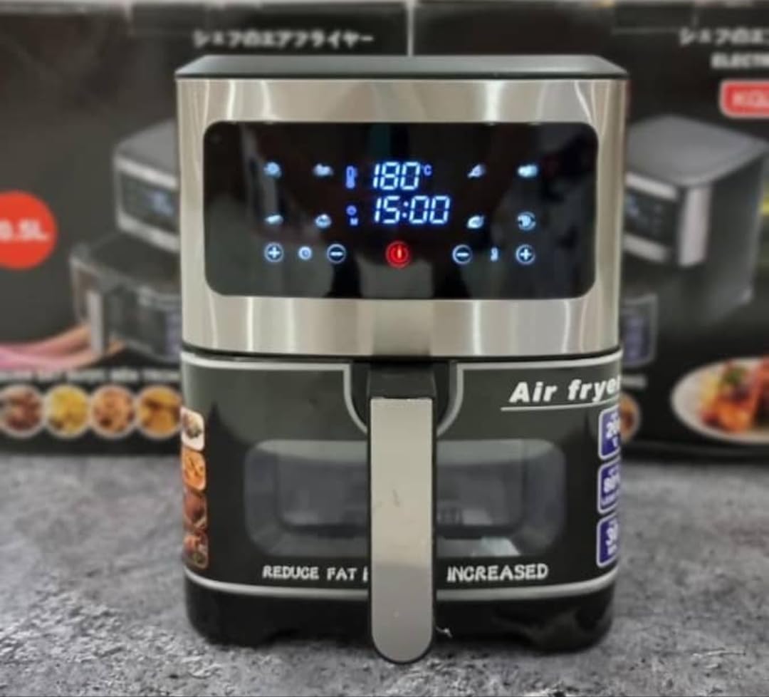 Silver 10 Liter Stainless Steel Digital Air Fryer Performance Range 2200 Watt Rapid Air Convection Heating-Have Scratches