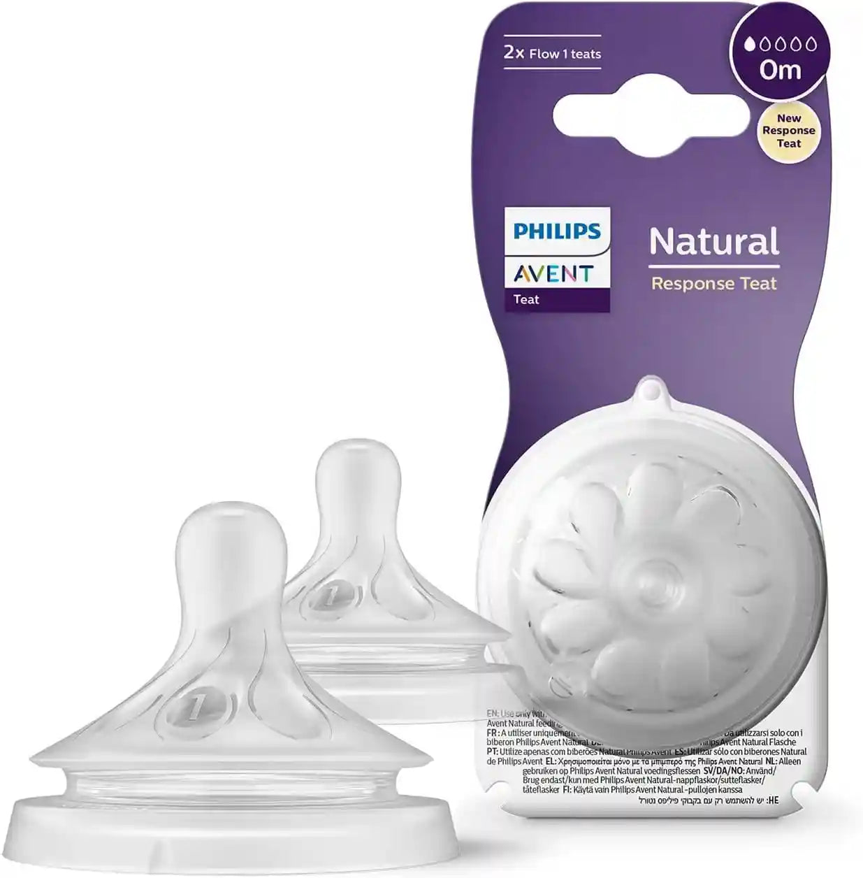 Kumcom & Avent 125ml + 260ml Breastfeeding Bottle Set + 0-Month Baby Nipple + Soft Yellow Bath Sponge - Gift