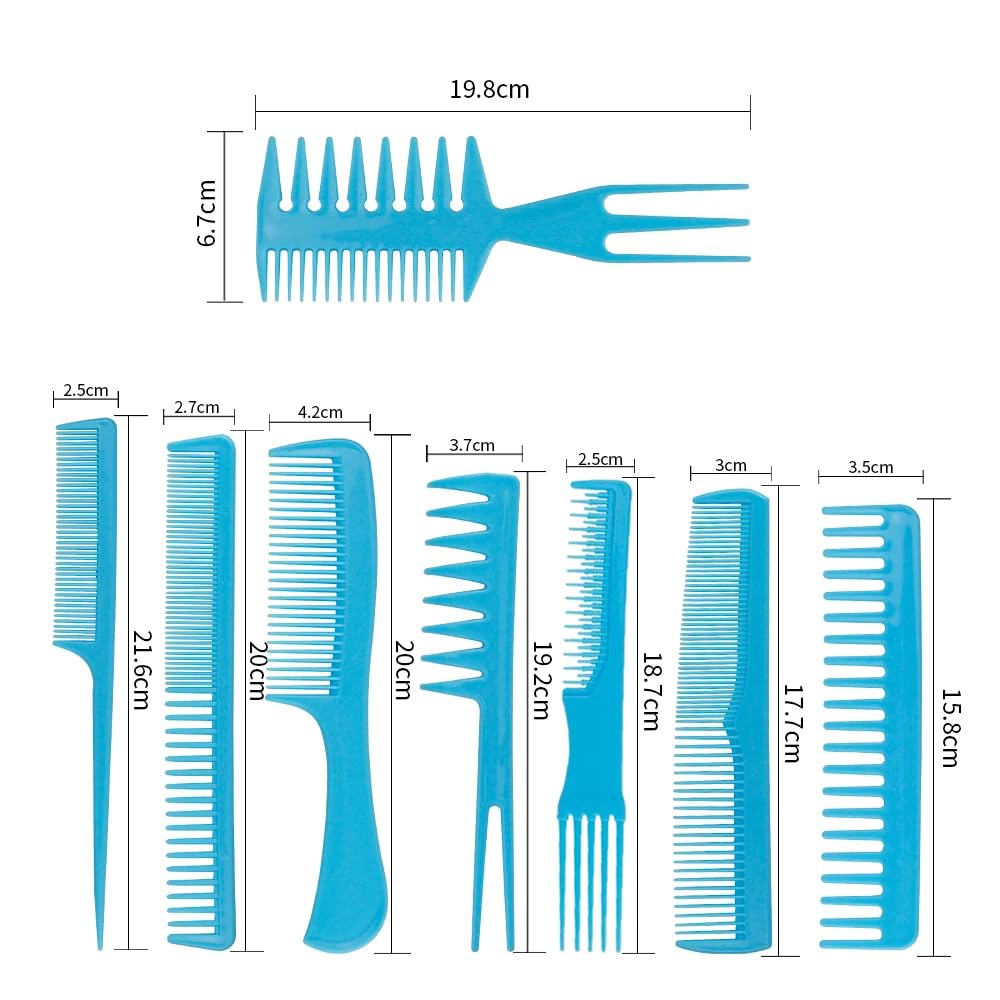 Generic Professional Hair Styling Comb Set 8 Pieces for All Hair Types and Styles for Barbershop, Home and Travel