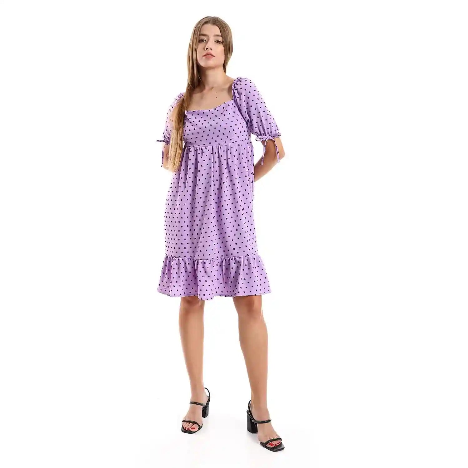 JAMILA Women Self Stitched Square Collar Tiered Tunic - Safqqa Egypt