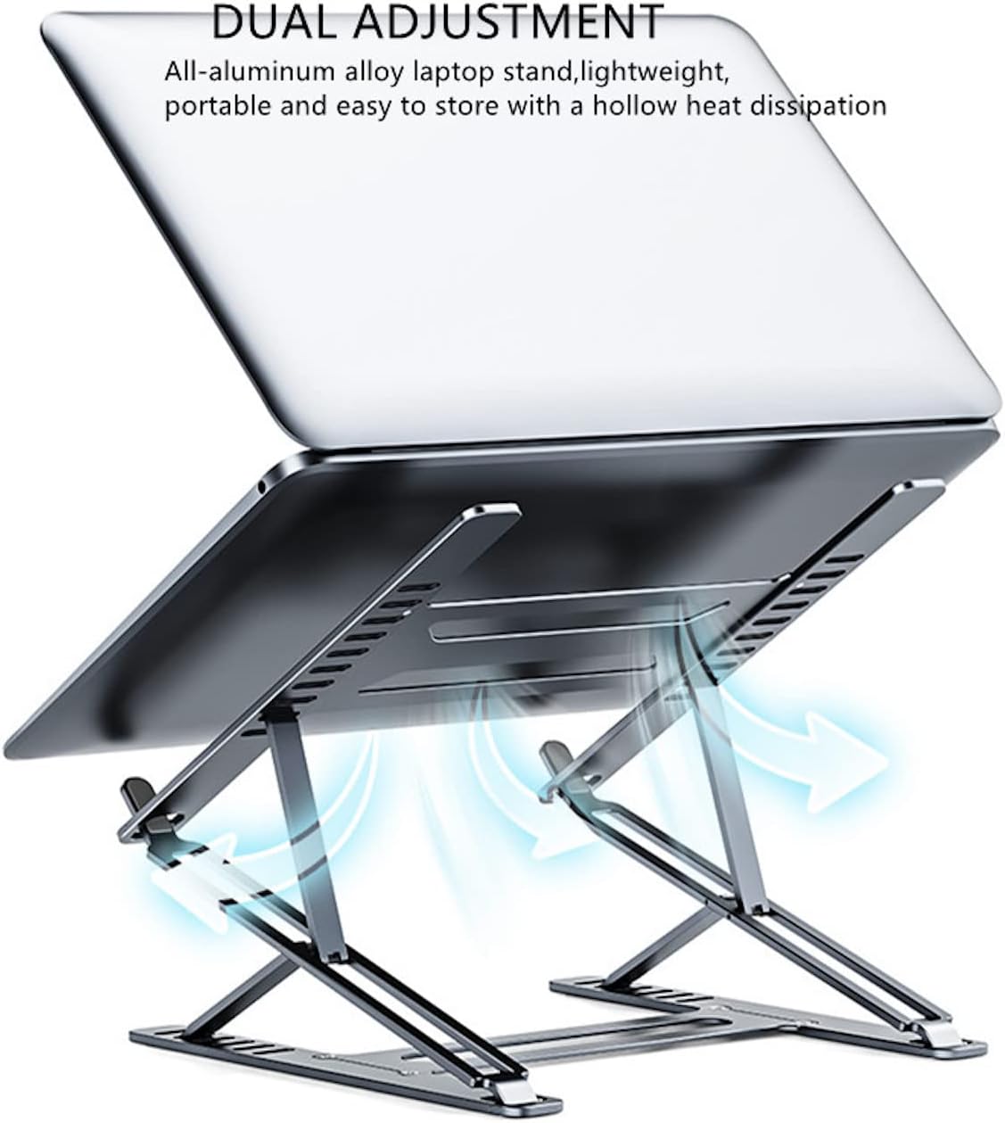 Boneruy Double-Layer Foldable Laptop Stand, Compatible with Laptops up to 17.3 inches - Silver