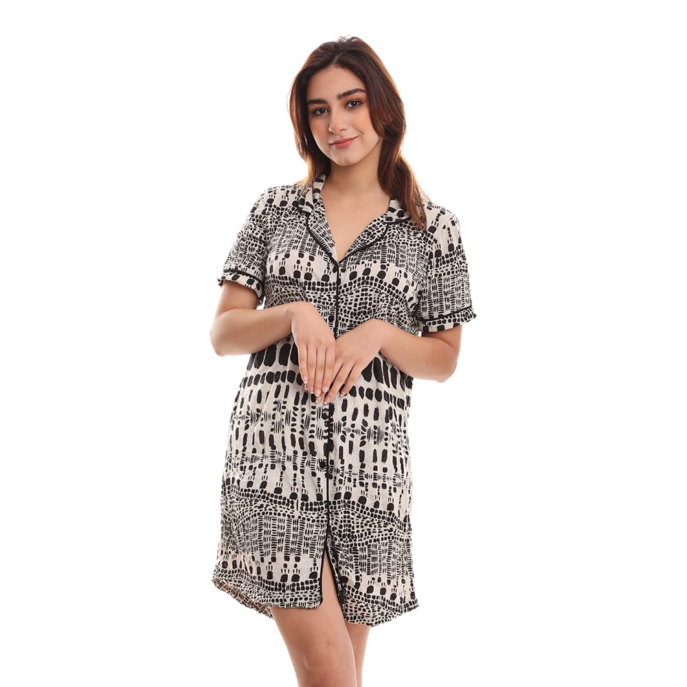 Elegant Womens Night shirt half sleeves Pajama Set