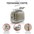 Ariete Vintage 2 Slice Toaster 155, Toaster with 6 Toasting Levels, Automatic Ejection, Defrost Function, Removable Crumb Tray, Stainless Steel Body, 810W, Beige - Safqqa Egypt