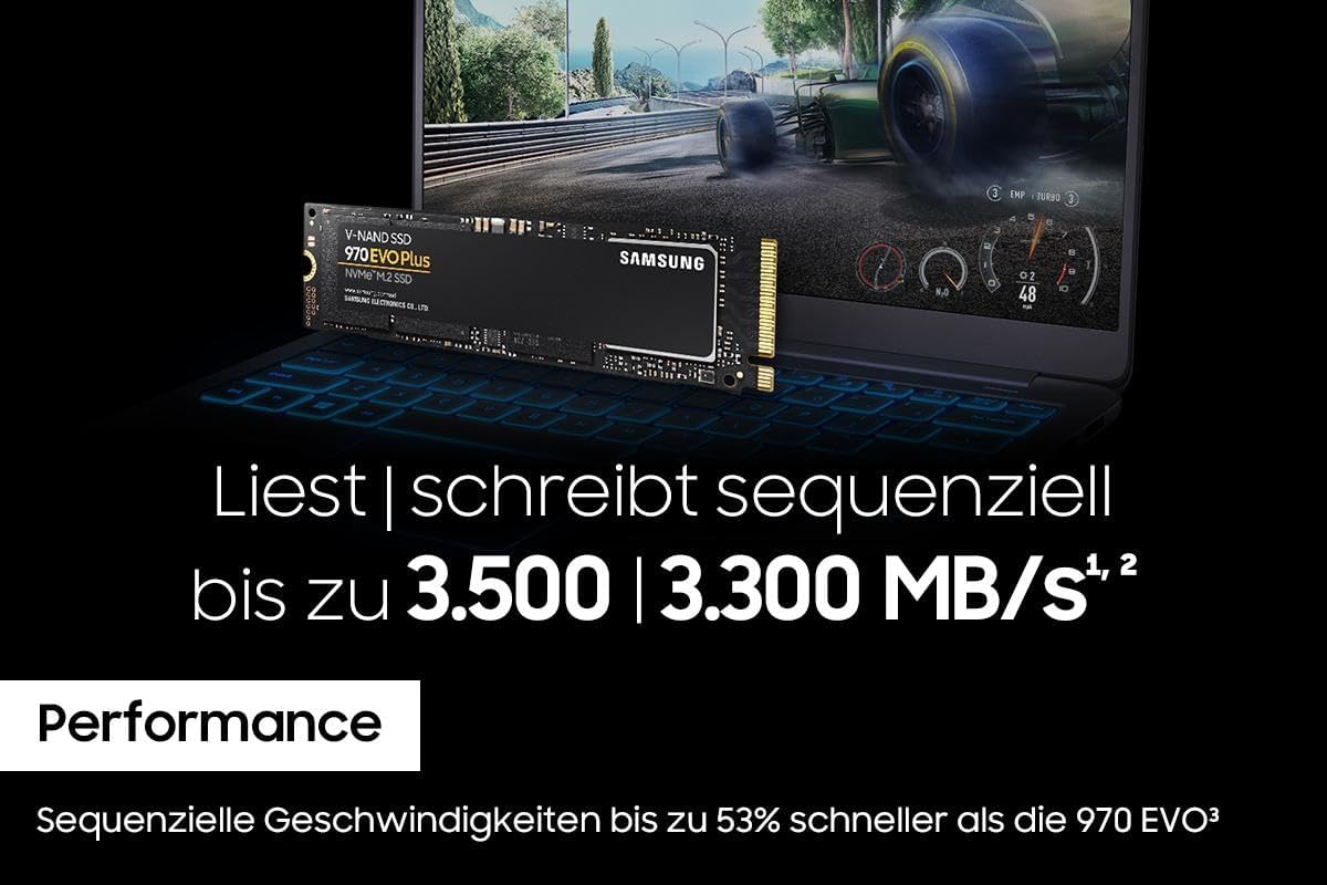 سامسونج 970 إيفو بلس 250 جيجابايت M.2 PCIe NVMe قرص SSD داخلي (العبوة متضررة)