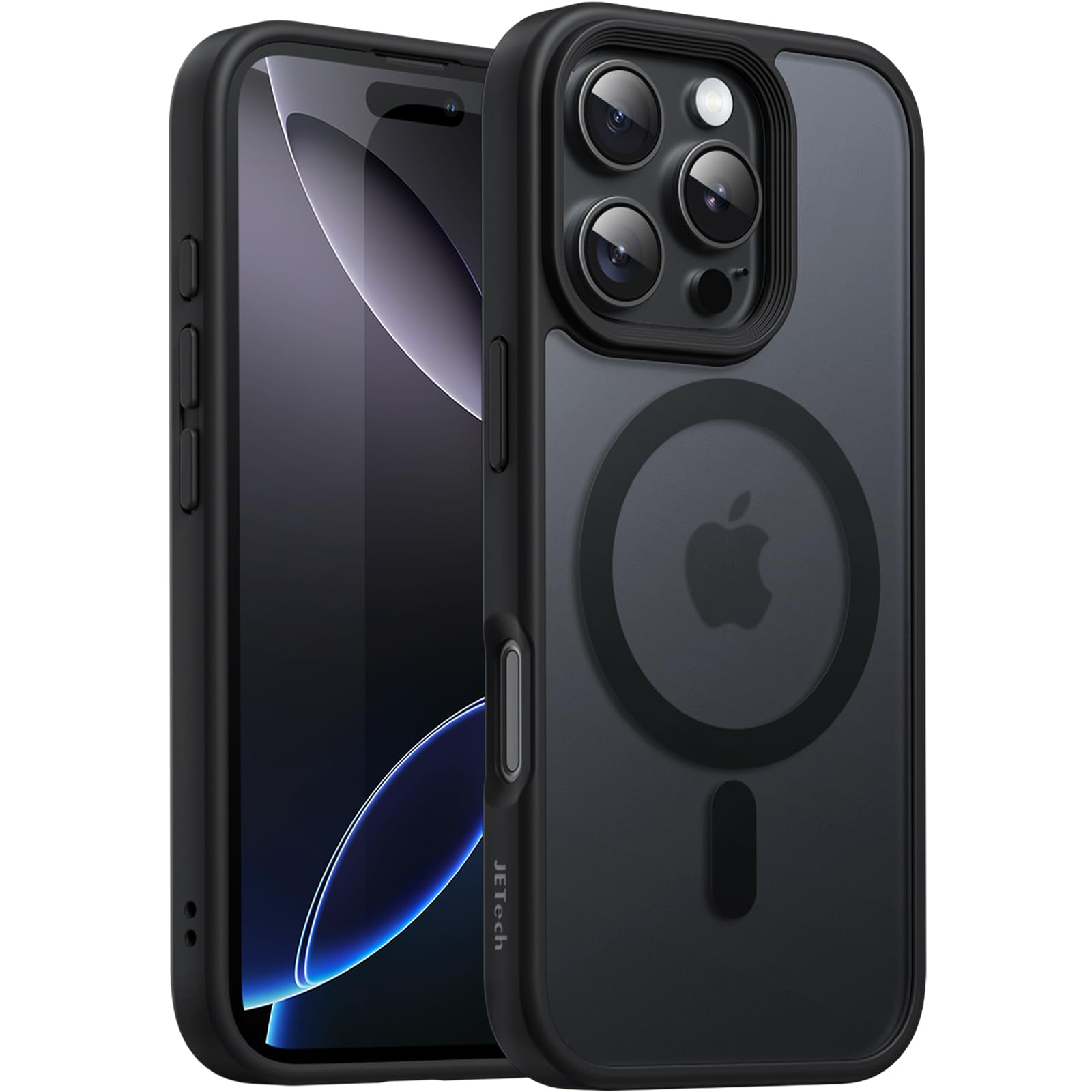 JETech Magnetic Case for iPhone 16 Pro Max (6.9-inch), MagSafe Compatible, Translucent Matte Slim Shockproof Phone Cover, Black – Safqqa Egypt