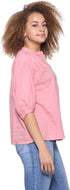 Splash Basic Mandarin Collar Front Button Three Quarter Sleeves Blouses for Women - Safqqa Egypt