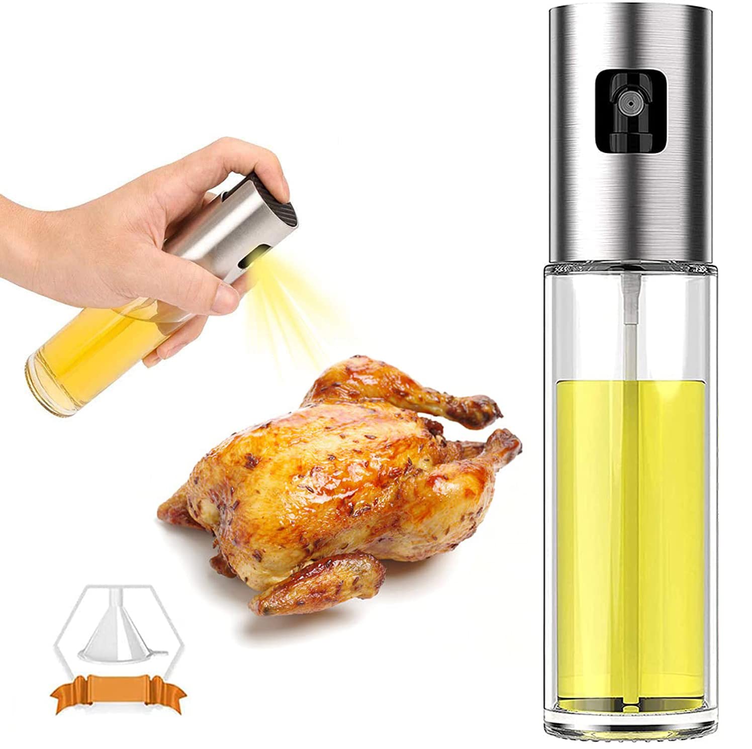 Versatile 100ml Glass Olive Oil Sprayer Bottle – Refillable Mister for Cooking, BBQ, Salad, Baking & Roasting - Safqqa