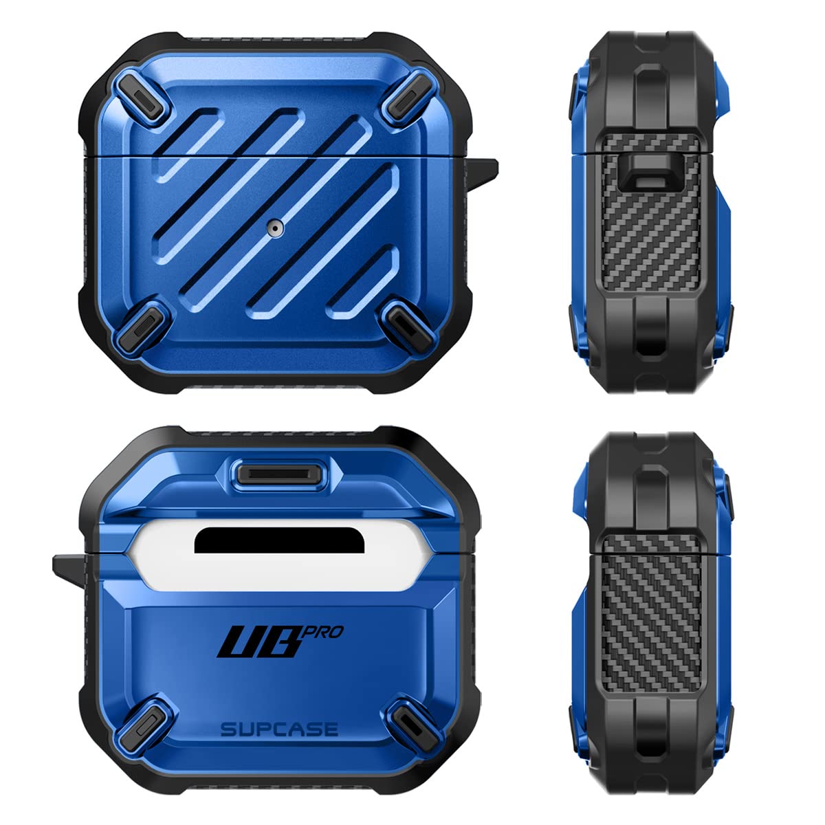 جراب Supcase Unicorn Beetle Pro Series مصممة لـ AirPods 3 (2021)، جراب واقي قوي للجسم بالكامل مع مشبك كارابيني لـ AirPods الجيل الثالث (أزرق)