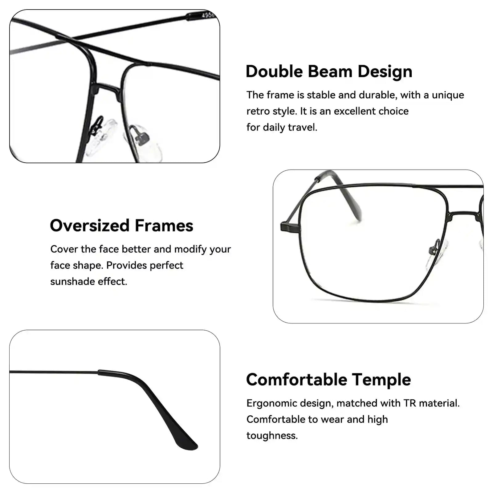 Dollger Classic Glasses Clear Lens Non Prescription Metal Frame Eyewear Women