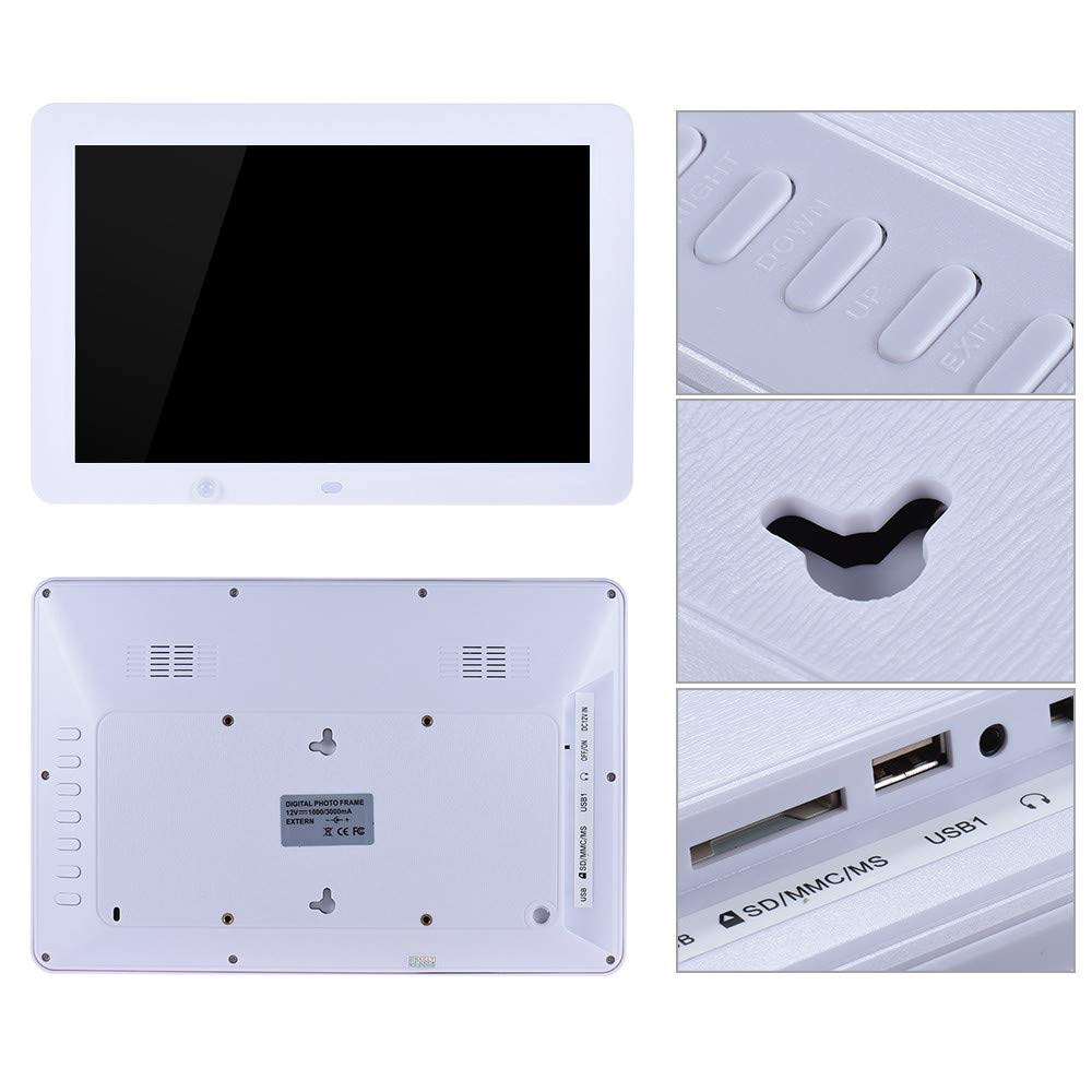 Digital Photo Frame 12 Inch 1280 * 800 High Resolution Display HD LED Screen with Calendar,Alarm Clock, MP3,Photo,Video Player with Remote Control Gift Present for Family Friends