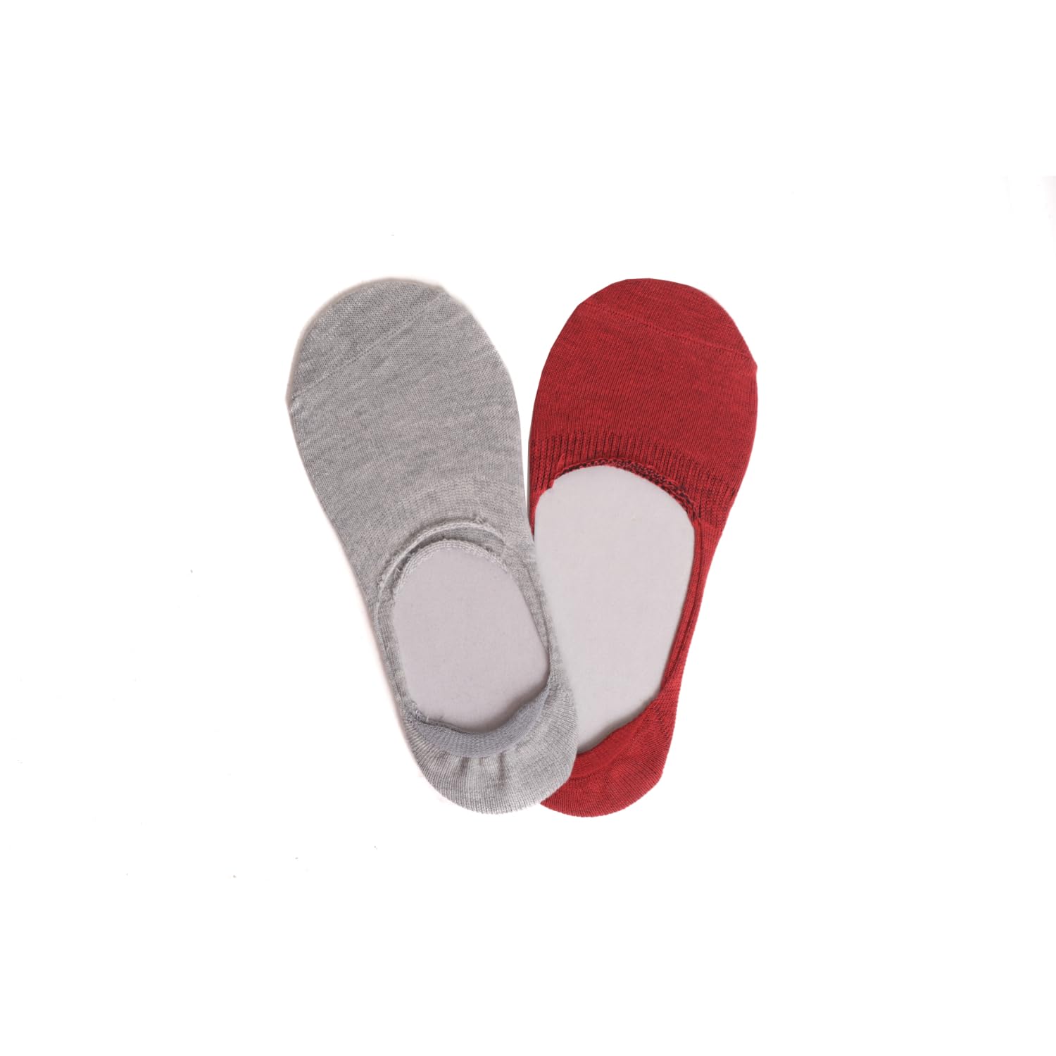 Junior KIDS SOCKS INVISIBLE L.GREY +RED P/2