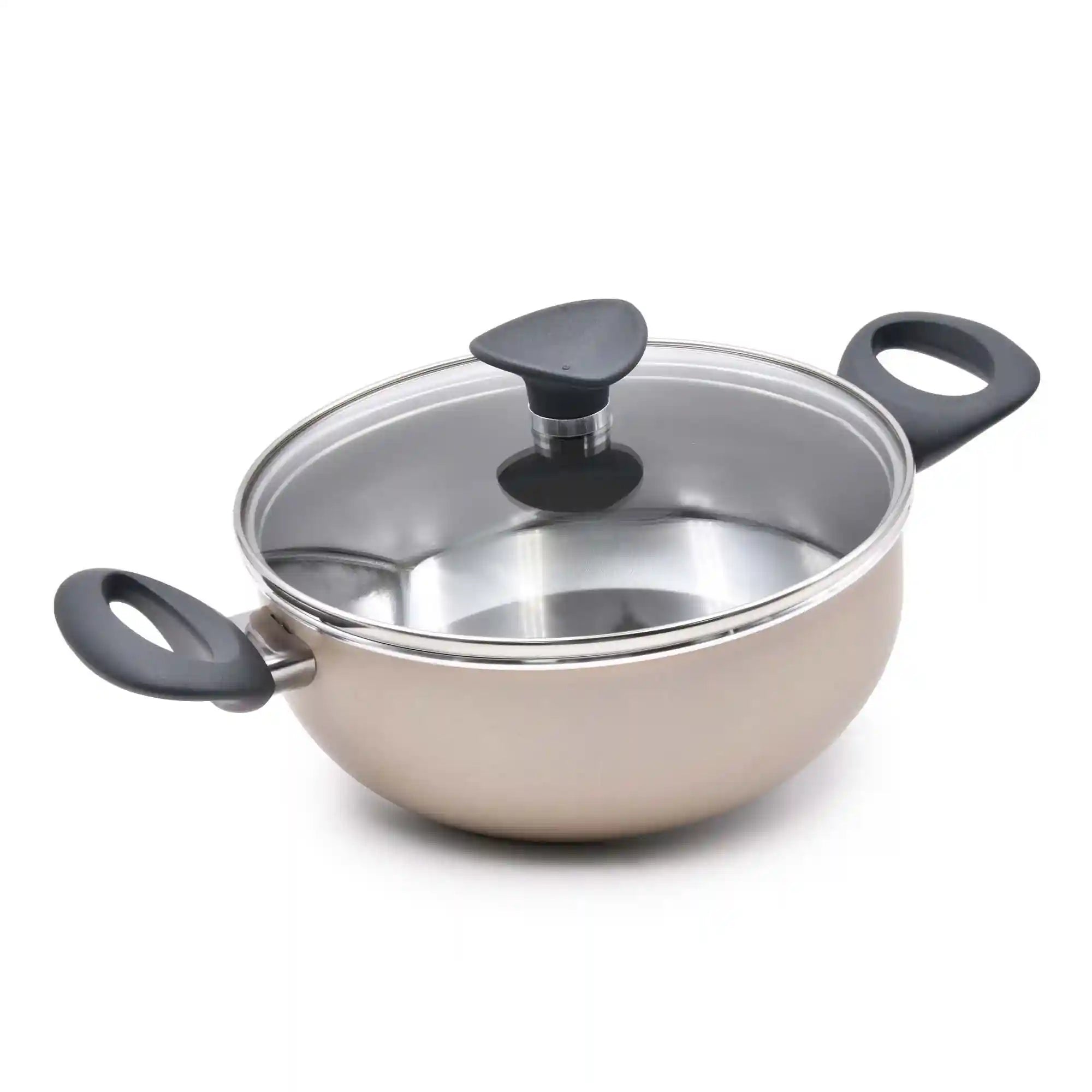 Celar Aluminium Bakelite Soft Touch Fitting Casserole, 22 cm Diameter, Non-stick, Beige, Made In Portugal
