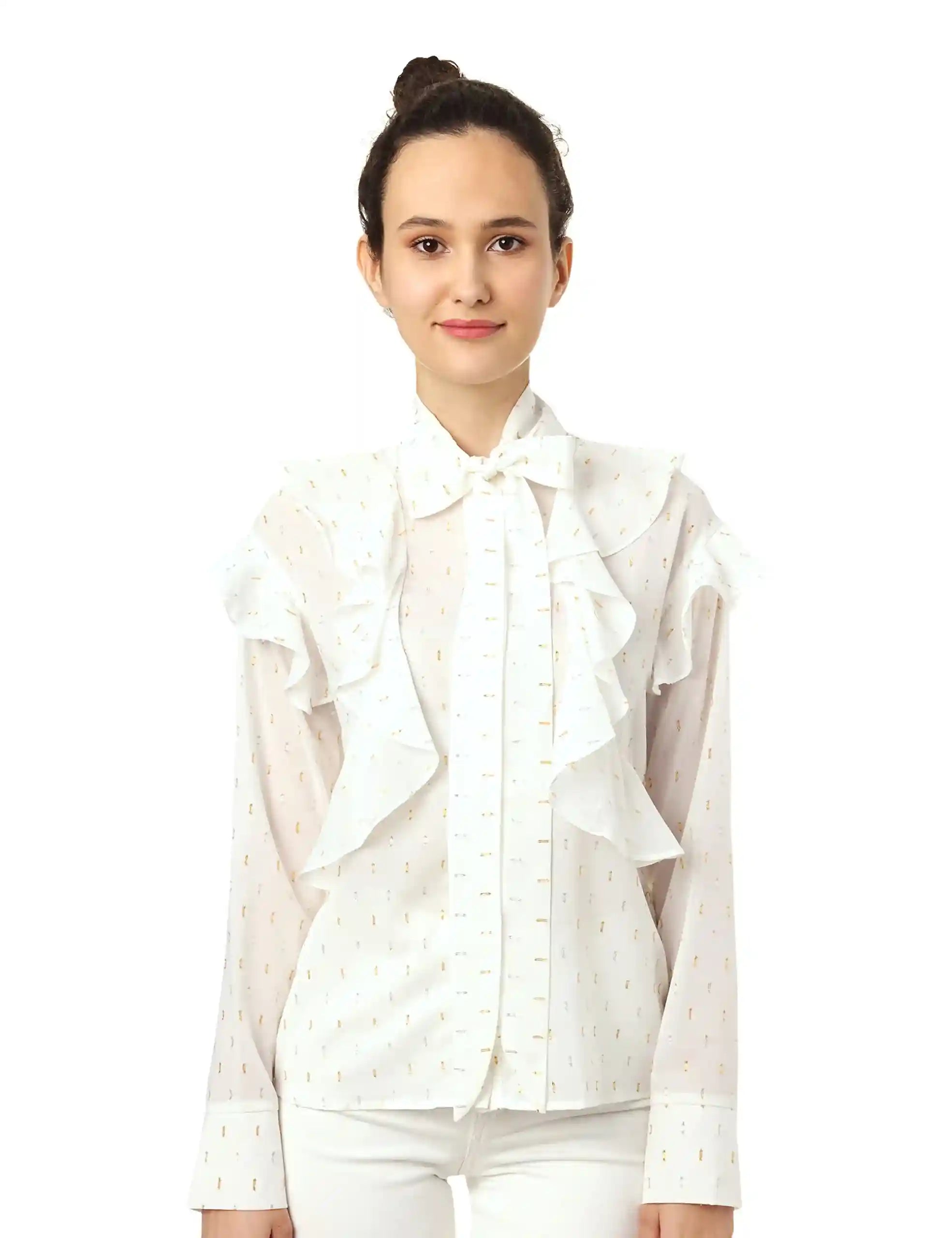 Elle Long SLeeves Patterned Blouse for Women - Safqqa Egypt