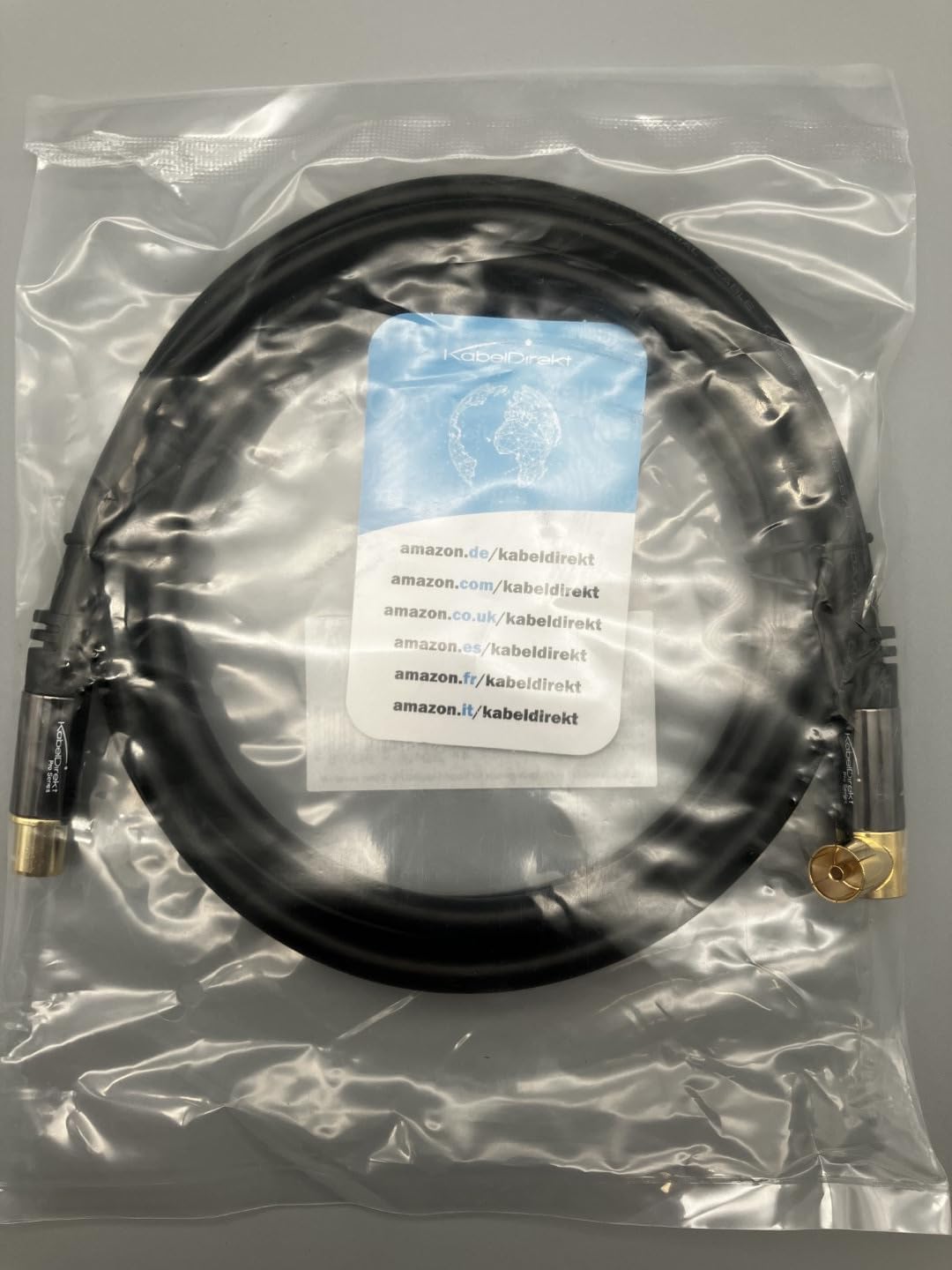 KabelDirekt – 2m 75 Ohm HDTV aerial cable, 90° angled coaxial female connector > straight coaxial male connector, coaxial cable for TV, HDTV, radio, DVB-T2, DVB-C, DVB-S (angled connector)