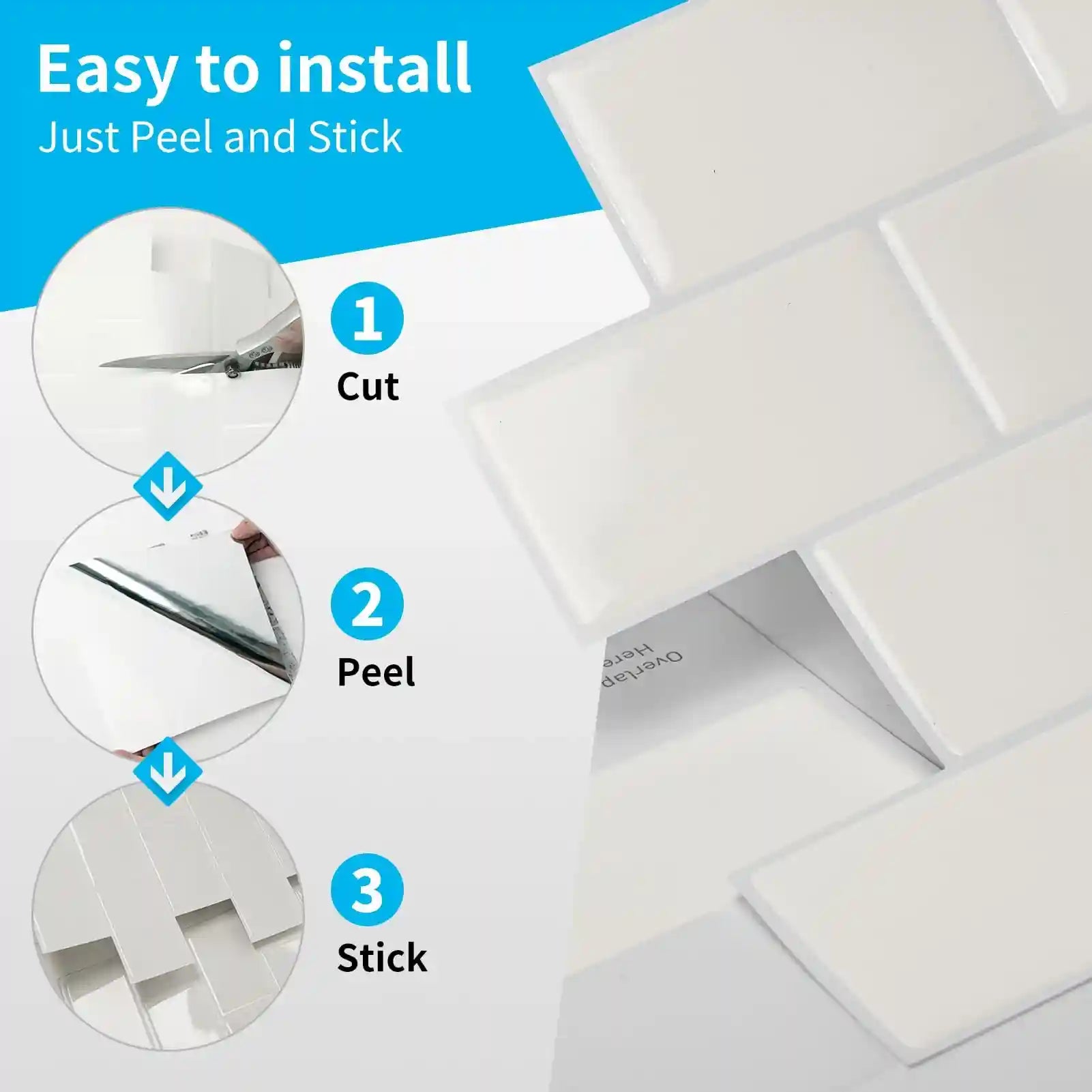 بلاط خلفية مطبخ لاصق من Art3d – 10 ألواح، 12×12 بوصة، أبيض