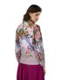 Splash Smart Floral Pattern Key Hole Back Long Sleeves Crew Neck Blouse For Women,Elegant floral pattern with a stylish keyhole back design.