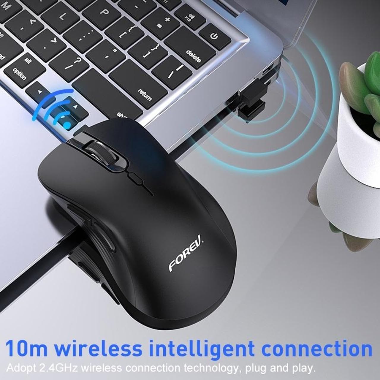 Generic FV-G200 Wireless Mouse – 2.4G Wireless office business mic – 6 Buttons – 3200DPI – Energy saving – ON/OFF Button – Ergonomic Design – Effective distance 10m – 1x AA Battery included (Black) - Safqqa Egypt