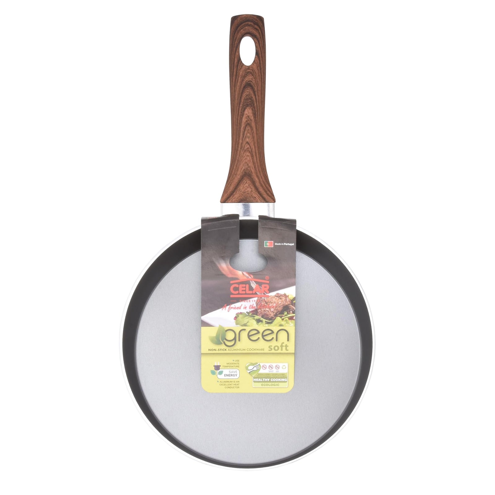 Celar Aluminum Crepe Pan, 28 cm Diameter, Green, Non-stick, Made In Portugal