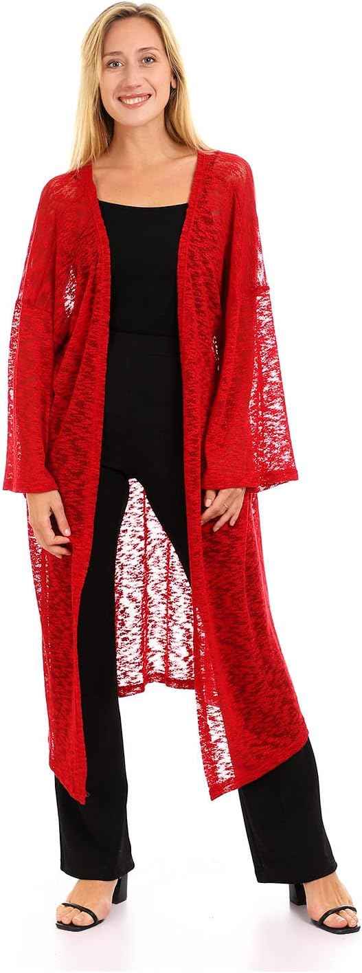 JAMILA Women's Open Neckline Loose Knitted Cardigan - Safqqa