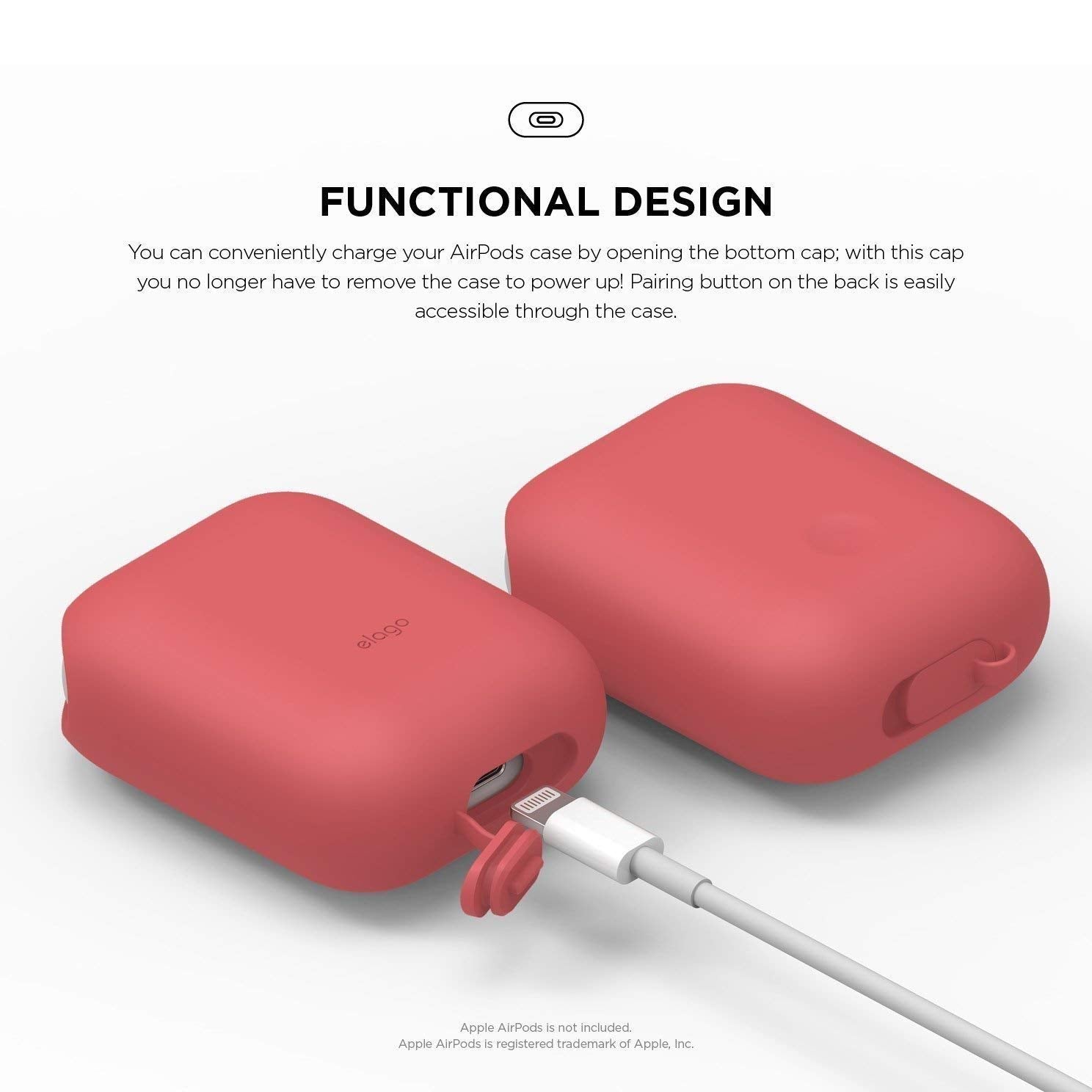 حافظة إيلاغو EAPWF-BA-IRO المقاومة للماء لسماعات Apple AirPods – روز إيطالي