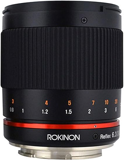 عدسة Rokinon 300M-FX-BK 300mm F6.3 Mirror Lens لكاميرات Fuji X Mirrorless Interchangeable Lens، باللون الأسود 