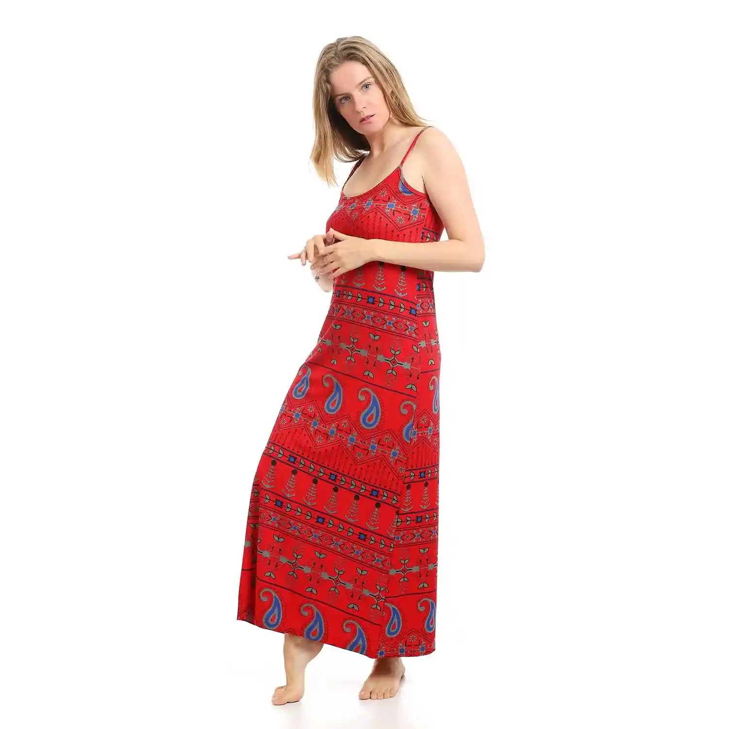 Kady Women Multi Patterns Deep Round Neck Long Nightdresses & Nightshirts