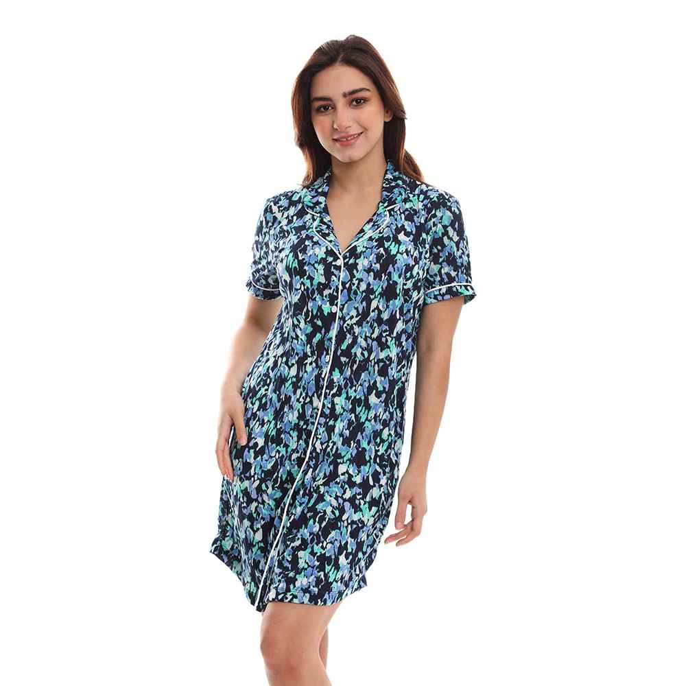 Elegant Womens Night shirt half sleeves Pajama Set - Safqqa Egypt