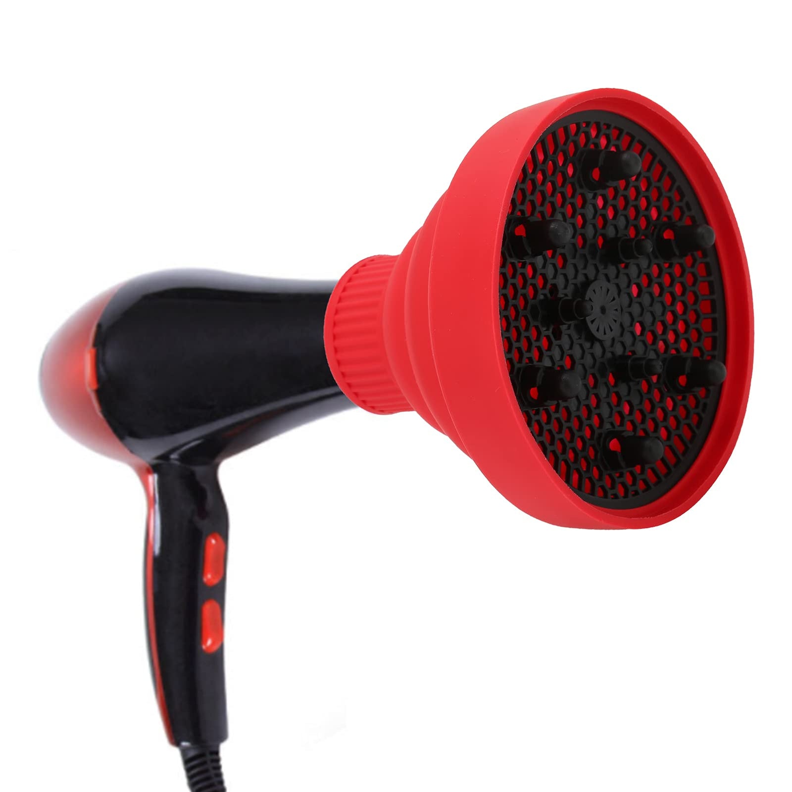 موزع مجفف الشعر من بيتود، موزع مجفف شعر عالمي، موزع شعر للشعر المجعد، ملحق موزع لمجفف الشعر للصالونات او الاستخدام الفردي (احمر)