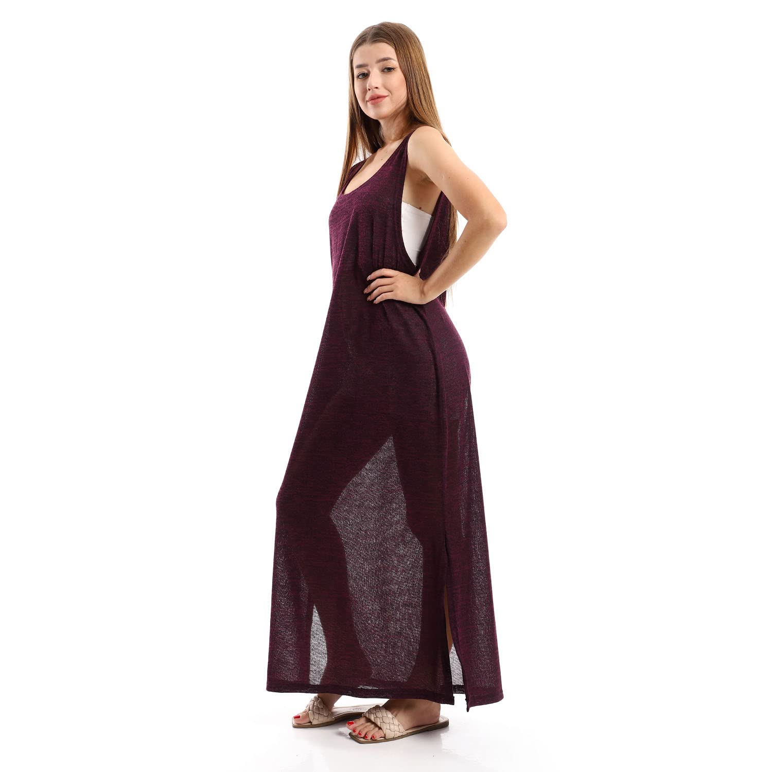 JAMILA Women Round Collar Cover UP With Side Slits OUTERWEAR