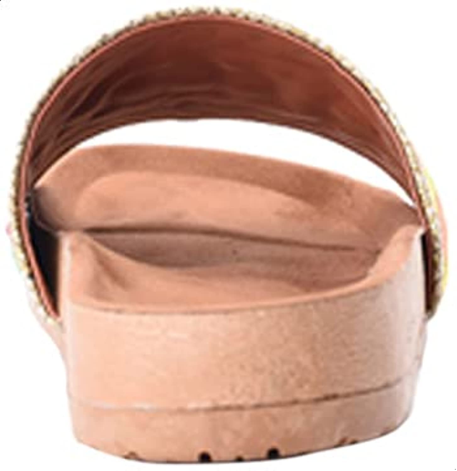 Deeda Faux-Leather Embroidery Detail Slide Slippers for Women - - Safqqa Egypt