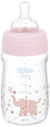 Wee Baby 140 Heat Resistant Glass Feeding Bottle with Wide Silicone Teat, 180 ml - Pink