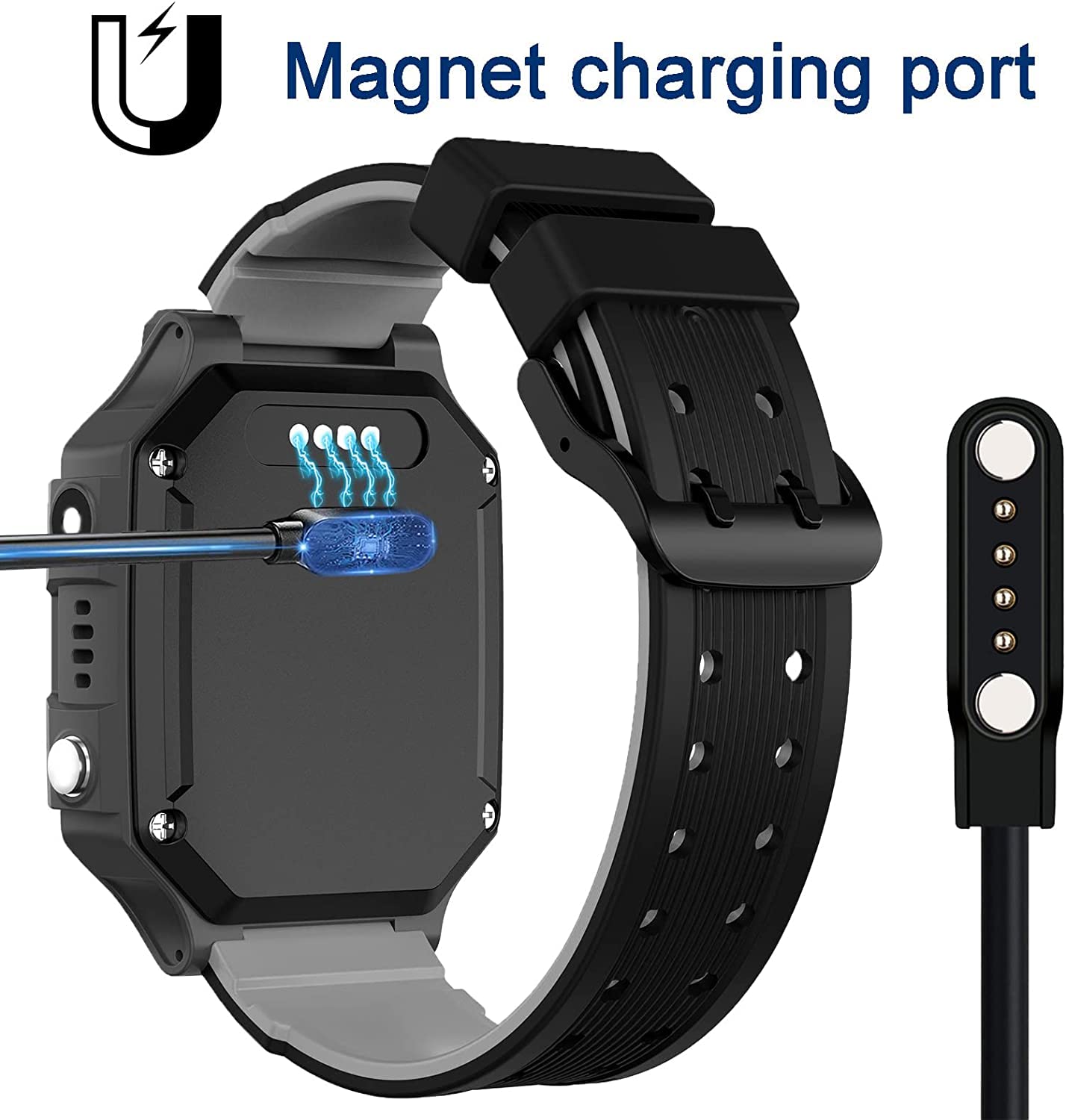 Generic Universal 4-Pin Magnetic Smartwatch Charging Cable – USB Charger Compatible with Smart Watches & Fitness Trackers (7.62 mm Pin Pitch)