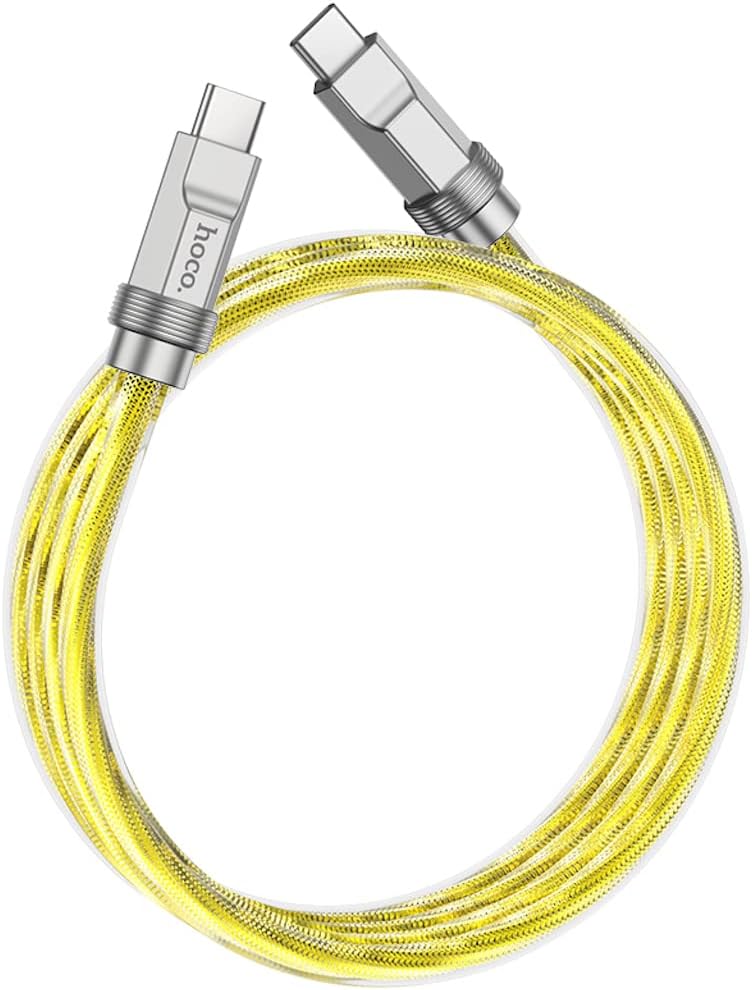 كابل شحن ونقل بيانات سريع قوي من هوكو 100 وات - 3 أمبير - 1 متر قابس USB نوع سي إلى متوافق مع سامسونج وهواوي وشاومي وأوبو ذهبي U113