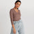 Solid T-shirt with V-neck and Long Sleeves - Safqqa