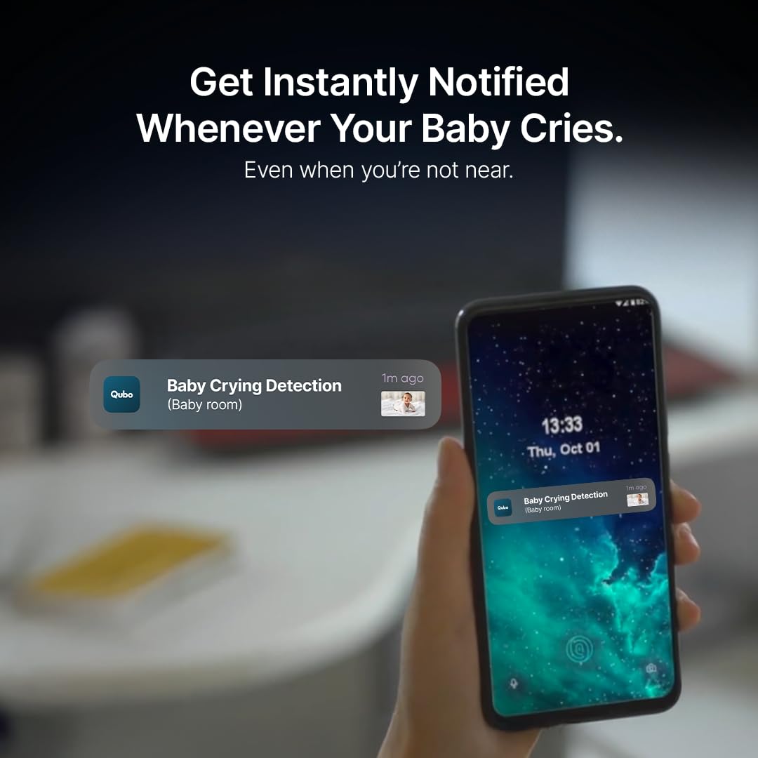 Qubo Smart Baby Camera – 1080P HD WiFi Monitor with Cry Alert & Two-Way Audio