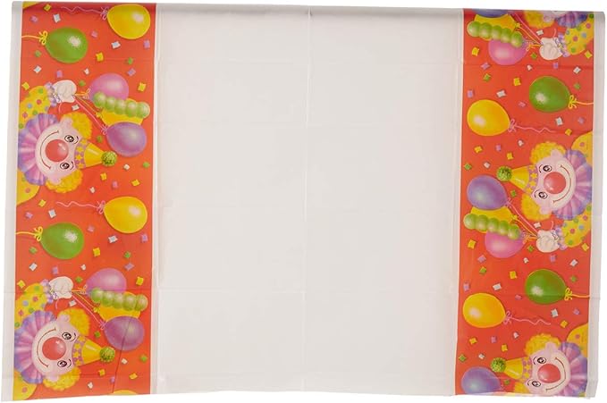 Party Clown Print Table Cover – 54 x 72 inch Multicolor Disposable Tablecloth