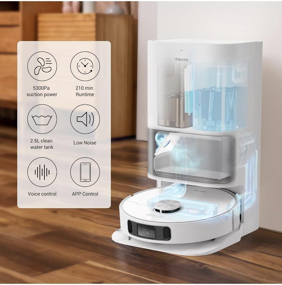 Dreametech  L10s Ultra Robot Vacuum and Mop with Self-Cleaning Station (Auto Dust Collection & Mopping) 3D Obstacle Detection, 5300Pa Suction, WiFi/APP/Alexa Control, 2-Year Warranty