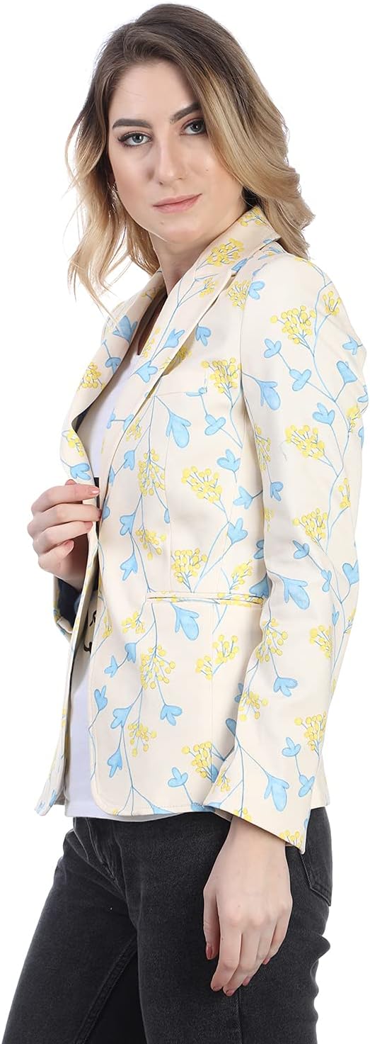 Chica Floral One-Button Fitted Blazer for Women - Safqqa Egypt