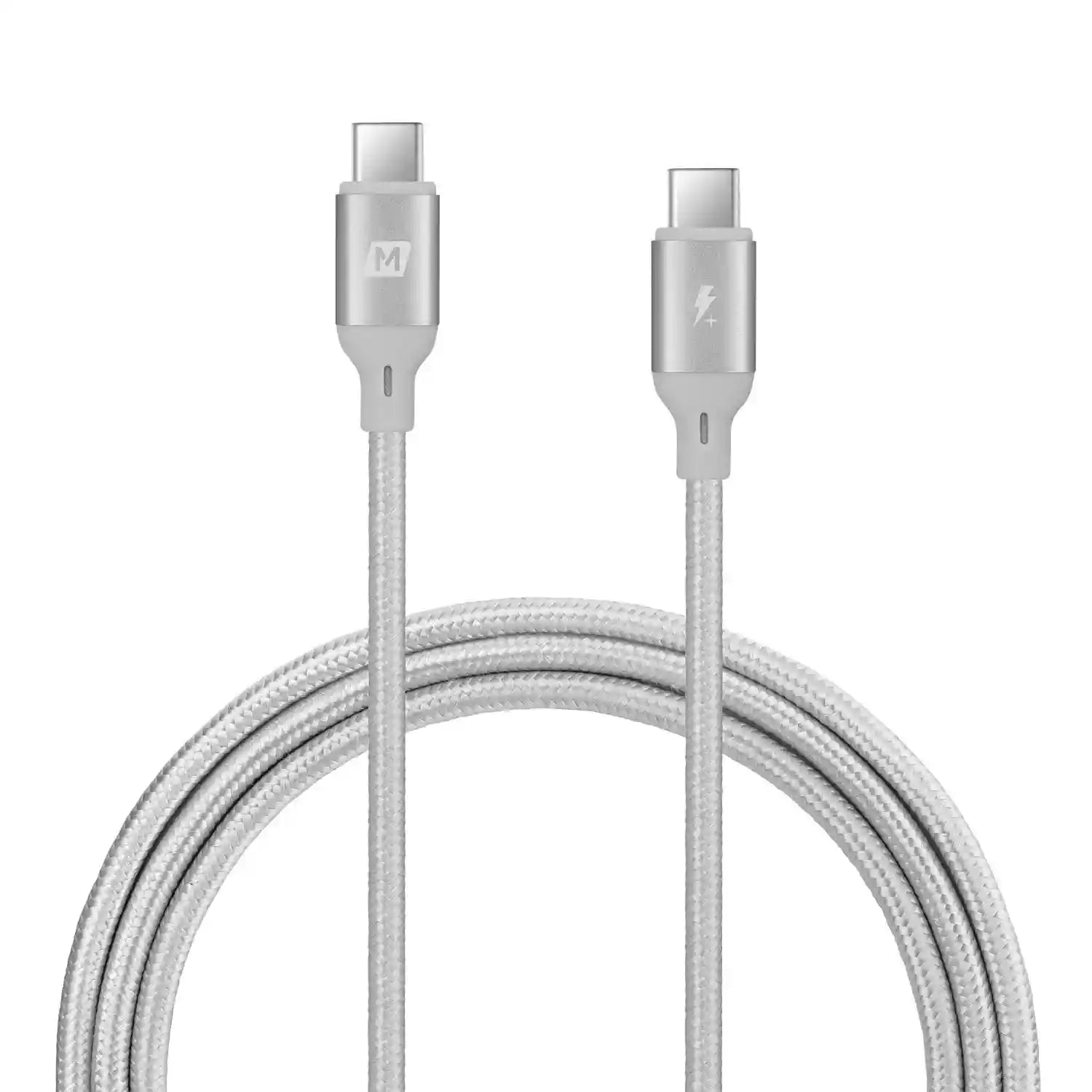 Momax Dc19 Go Link Usb-C To Usb-C Cable [100W] 20V/5A Power Delivery 3.0 Fast Charge Nylon Braided With Built-In E-Marker (1.2M) – Silver - Safqqa