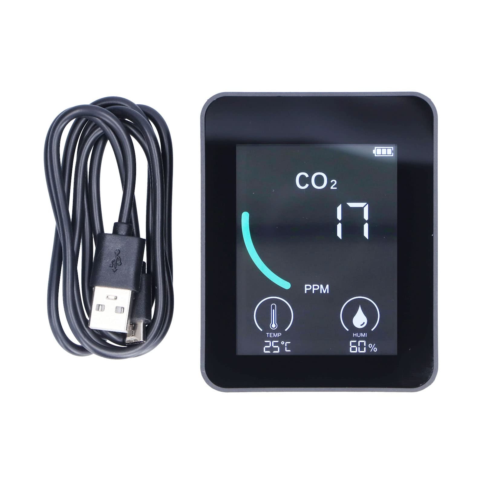 Air Quality Dector,2CO1T LCD CO2 Detector Digital Temperature and Humidity Detector with Alarm Portable and Real Time Monitoring for Family and Office