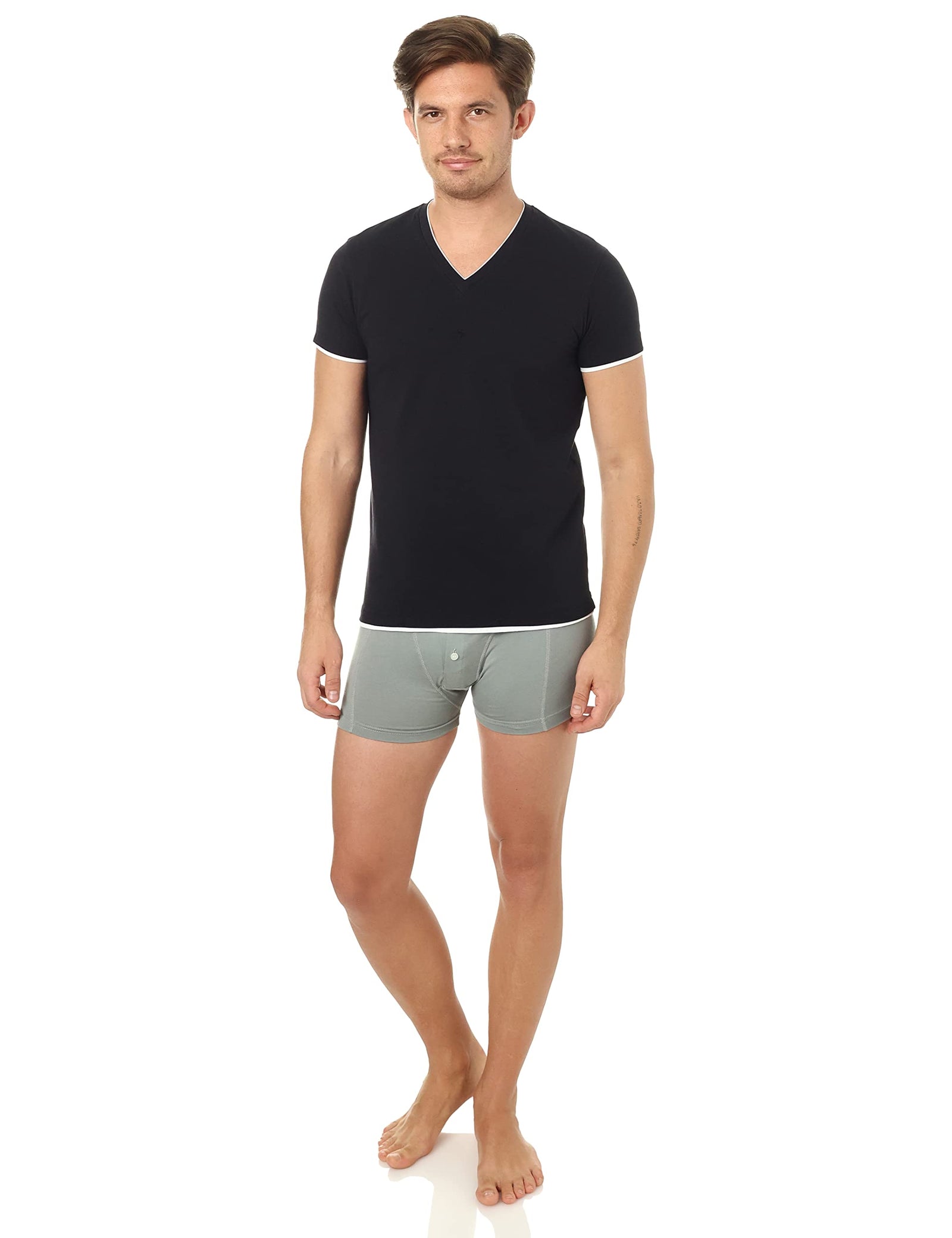 Hero Basic Men’s Set – 3 Double V-Neck T-Shirts + Free Boxer (Pack of 4)