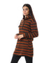 Jamila Women Striped Kangaroo Pockets Drawstring Hoodie