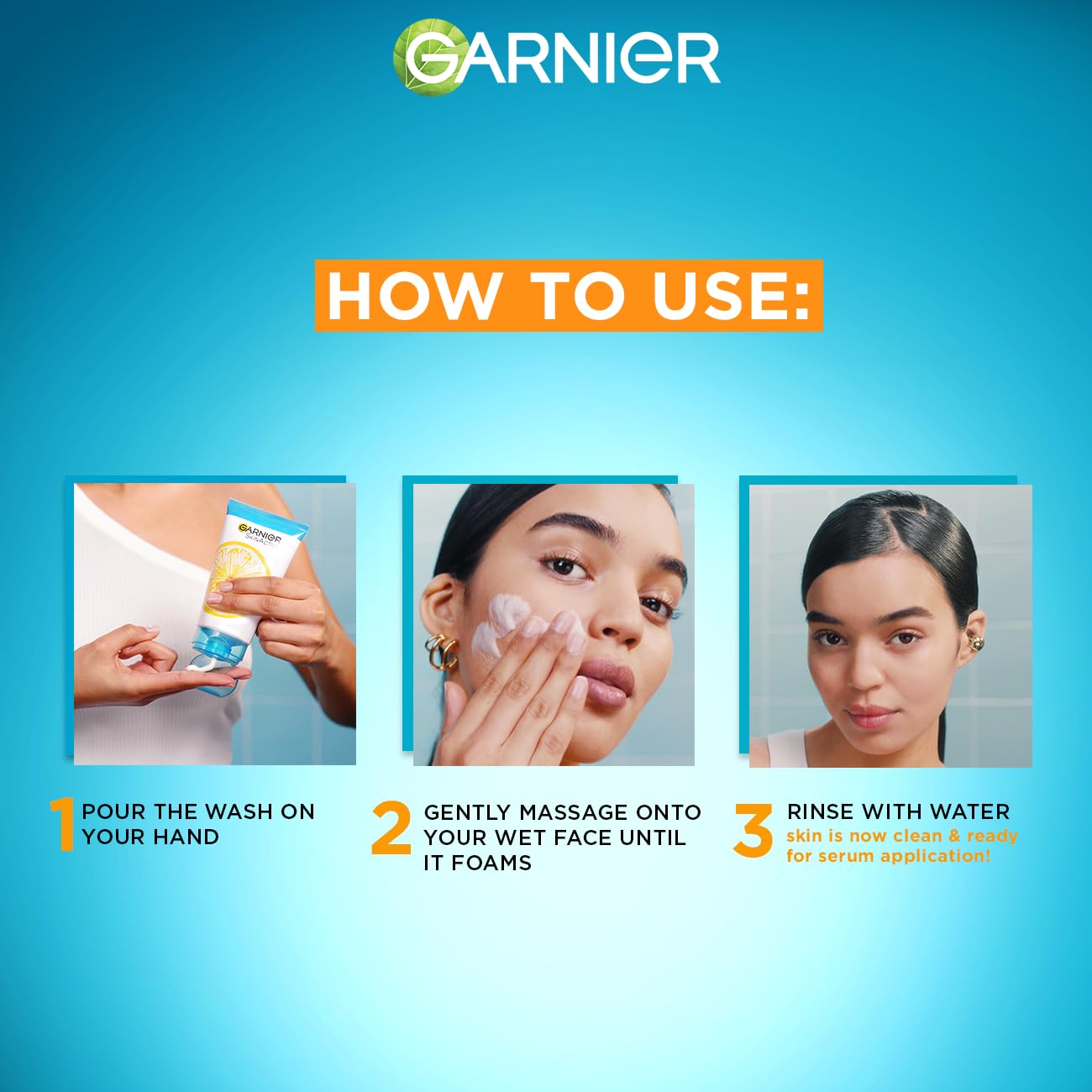 Garnier Skinactive Fast Clear 3-in-1 Face Wash, For Acne Prone Skin, with Salicylic Acid and Vitamin C, 50ml - Safqqa Egypt