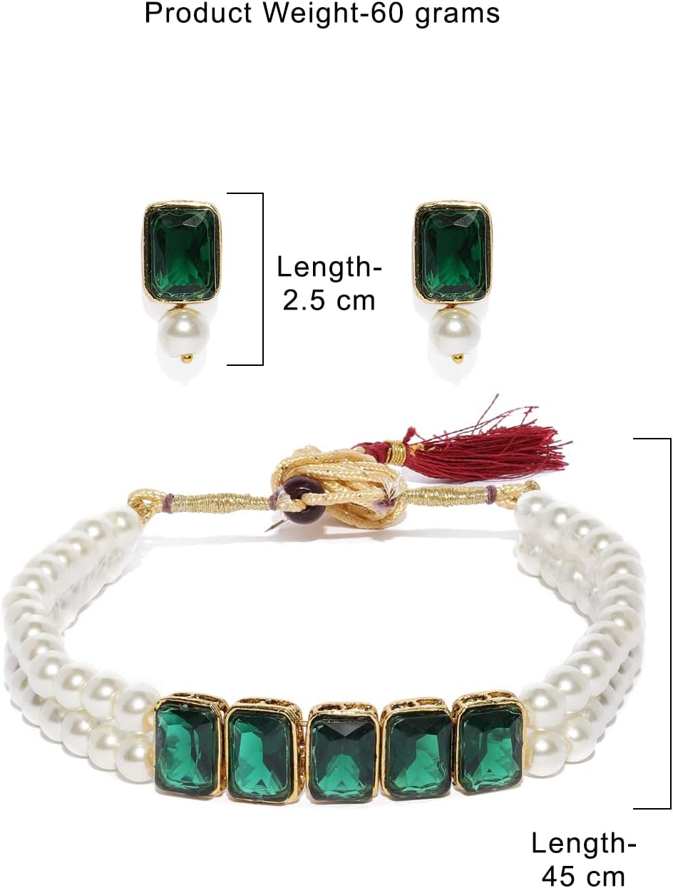 ZAVERI PEARLS Jewellery Set For Women -Green