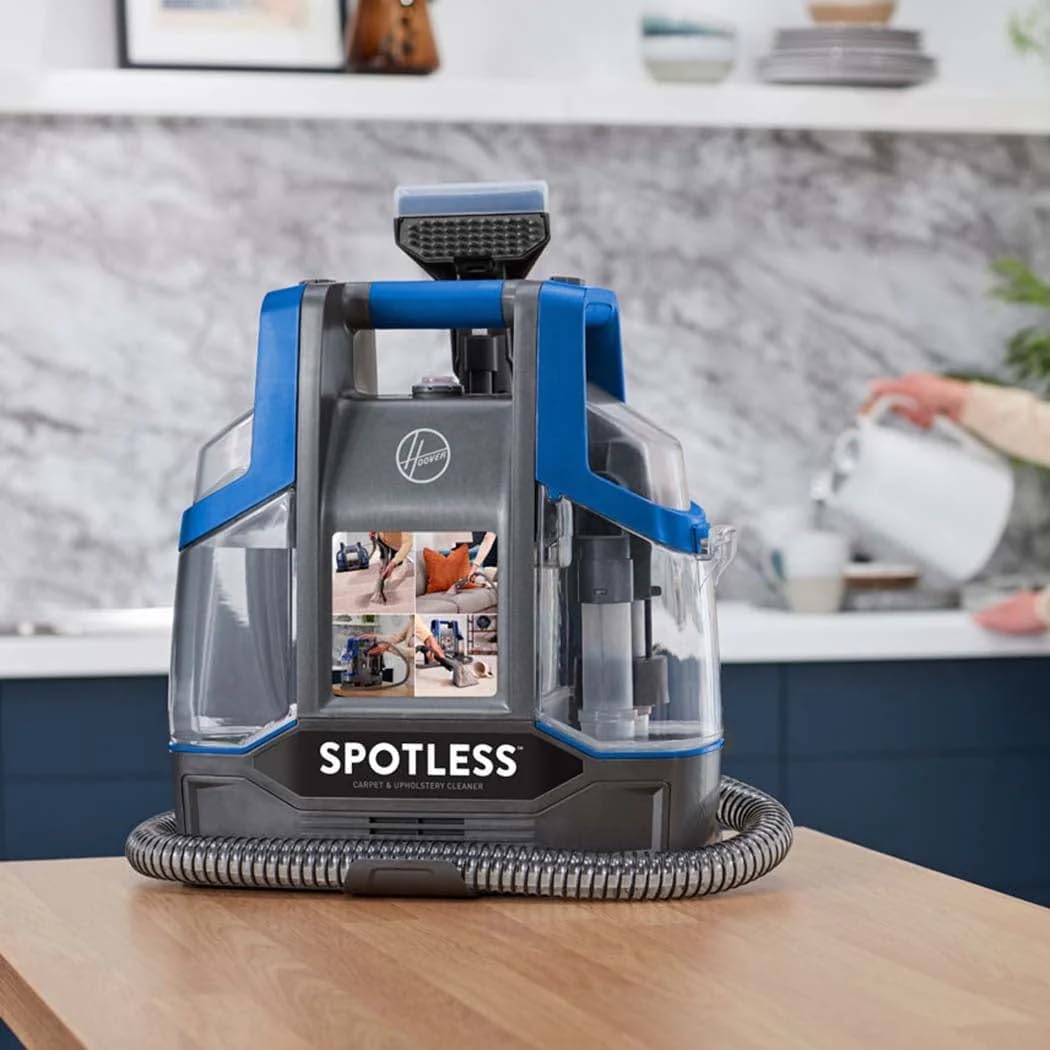 Hoover CDCW-CSME Spotless Careprt Cleaner Clean Portable Lightweight Carpet & Upholstery Multi Surfaces Cleaner For Car Seats, Sofa, Kitchen, Outdoor & More, Removes Spots Spills & Tough Stains-Blue - Without cleaning solution